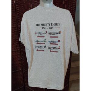 Vintage The Mighty Eighth US Air Force T Shirt WW2 USA Fighter Planes Mustang 2X